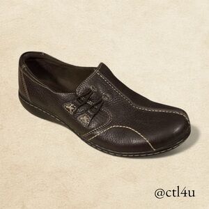 Clarks Bendables Brown Leather Slip-On Shoes 8 | Comfort Casual Workwear